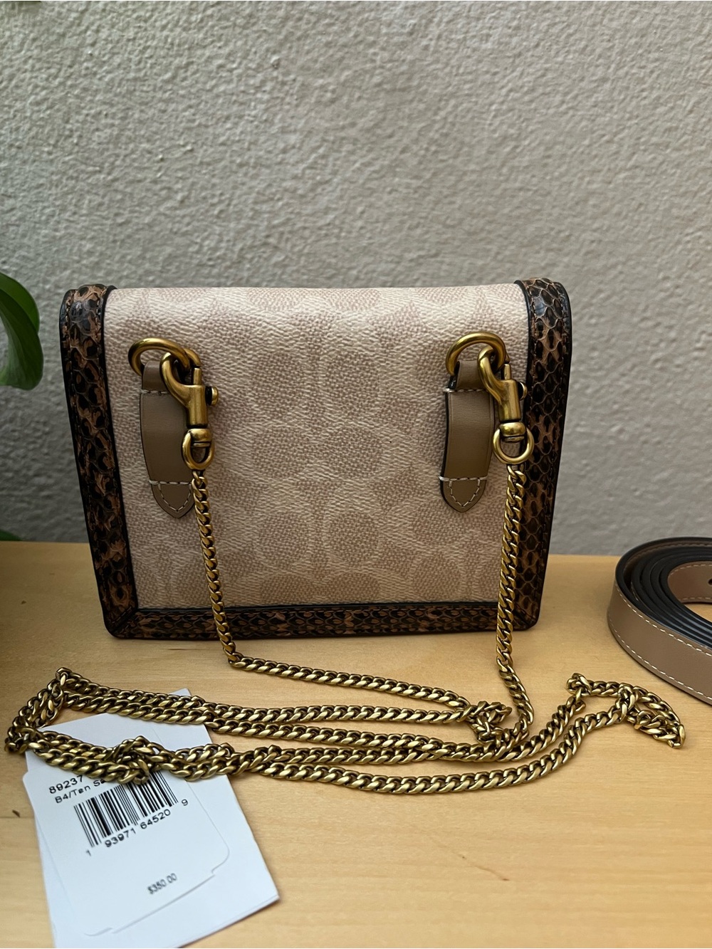 NWT Coach Women Hutton Belt Bag In Blocked Signature Canvas With Snakeskin - Picture 4 of 11